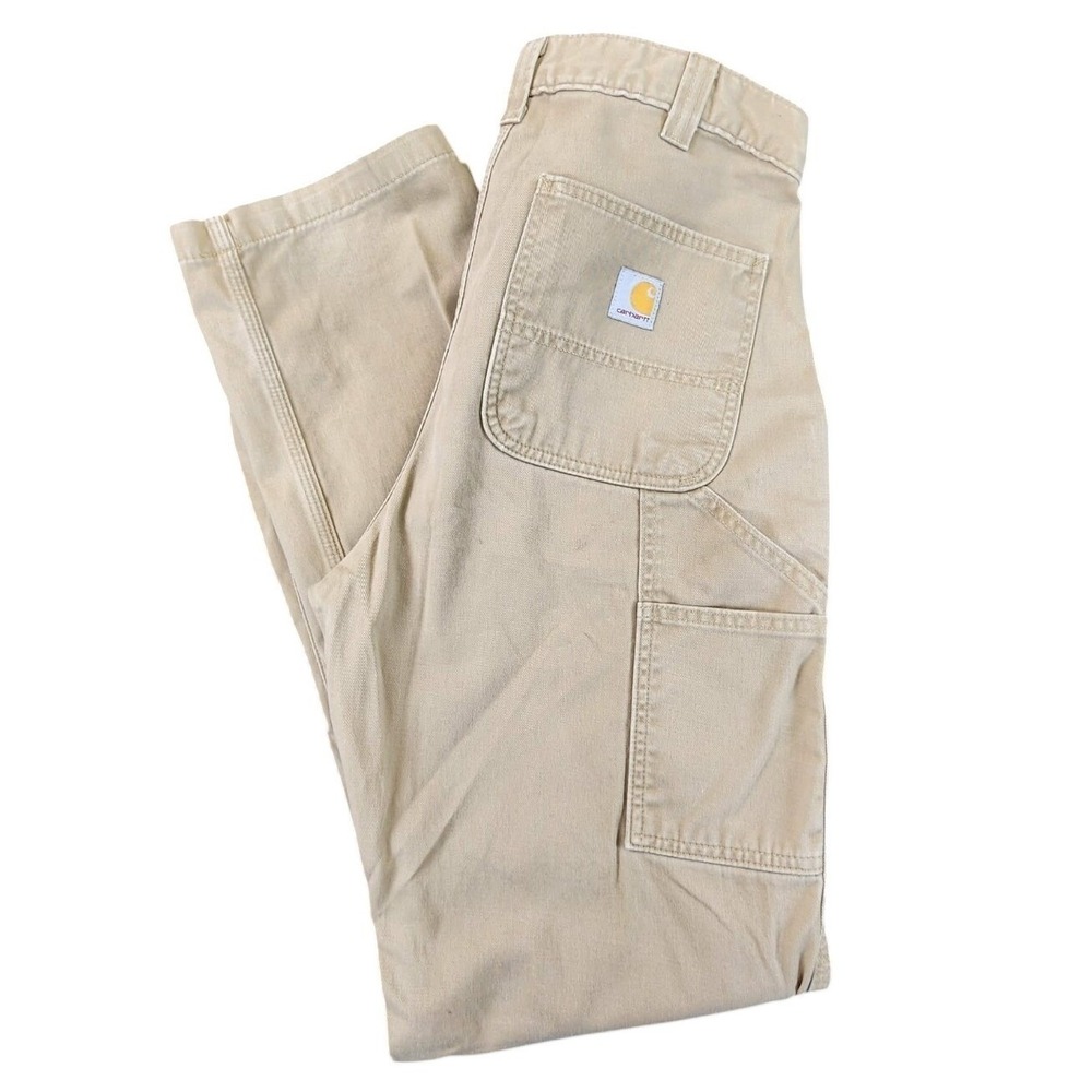 Carhartt B324-DKH Carpenter Pants Tan Mens 34x34 Canvas Work Utility Dungaree